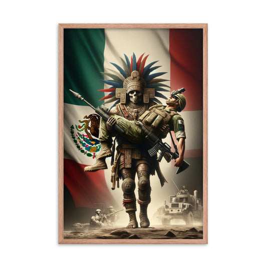 Mexico - Ancient Soldier Carrying Modern Soldier - Framed